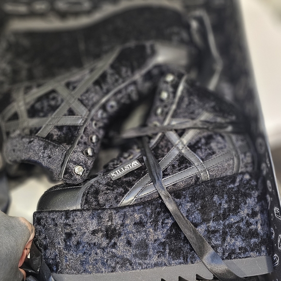 Steve Madden Shoes - Killstar Black Velvet Boots Sneakers